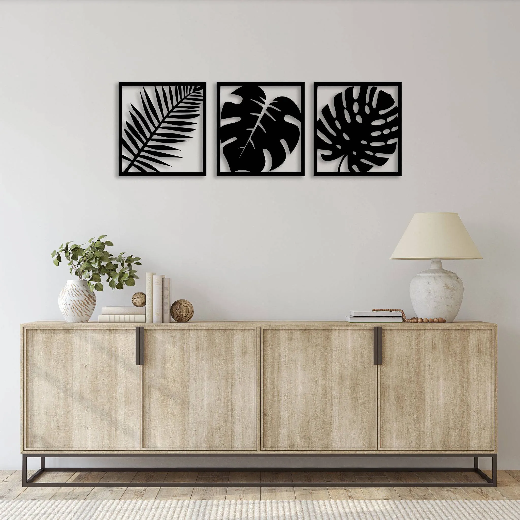 Three Piece Leaf Set - Metal Wall Art