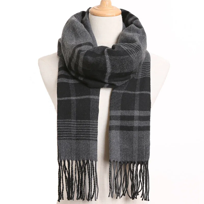 [VIANOSI] 2019 Plaid Winter Scarf Women Warm Foulard Solid Scarves Fashion Casual Scarfs Cashmere Bufandas Hombre