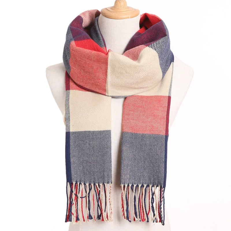 [VIANOSI] 2019 Plaid Winter Scarf Women Warm Foulard Solid Scarves Fashion Casual Scarfs Cashmere Bufandas Hombre