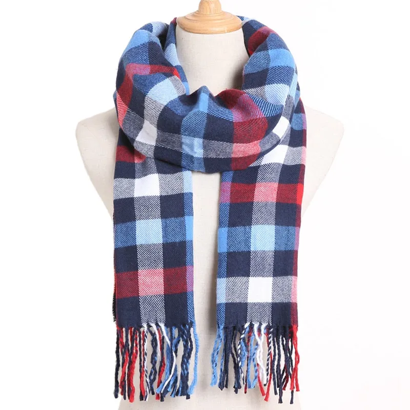 [VIANOSI] 2019 Plaid Winter Scarf Women Warm Foulard Solid Scarves Fashion Casual Scarfs Cashmere Bufandas Hombre