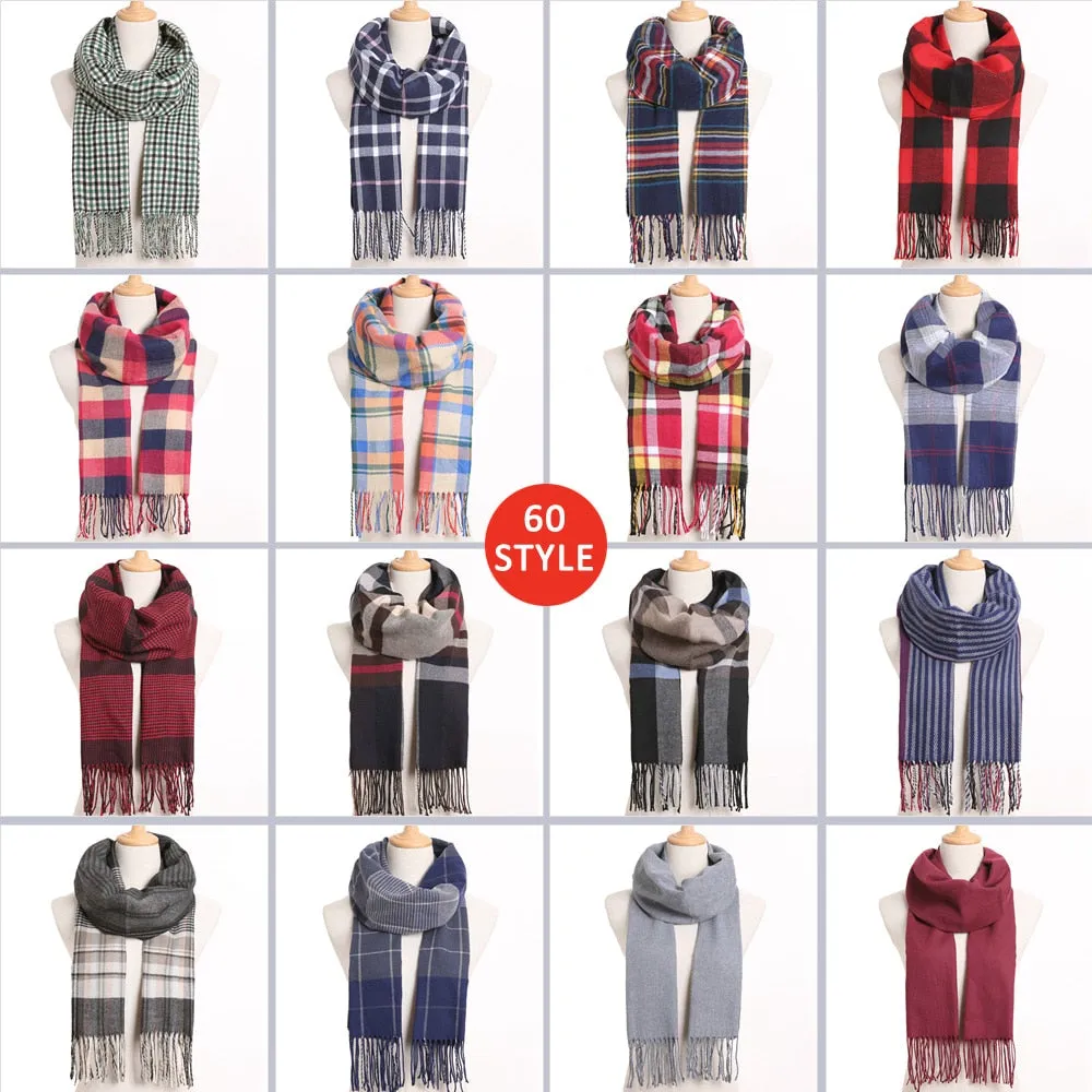 [VIANOSI] 2019 Plaid Winter Scarf Women Warm Foulard Solid Scarves Fashion Casual Scarfs Cashmere Bufandas Hombre