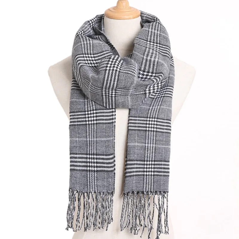 [VIANOSI] 2019 Plaid Winter Scarf Women Warm Foulard Solid Scarves Fashion Casual Scarfs Cashmere Bufandas Hombre