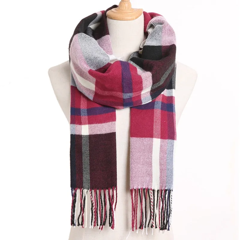 [VIANOSI] 2019 Plaid Winter Scarf Women Warm Foulard Solid Scarves Fashion Casual Scarfs Cashmere Bufandas Hombre