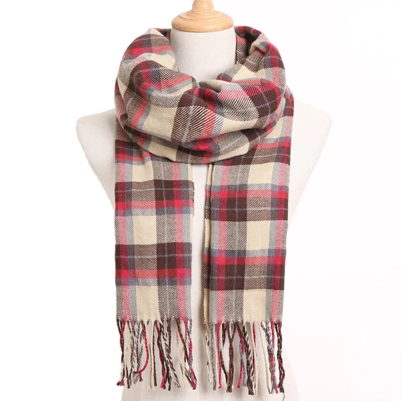 [VIANOSI] 2019 Plaid Winter Scarf Women Warm Foulard Solid Scarves Fashion Casual Scarfs Cashmere Bufandas Hombre