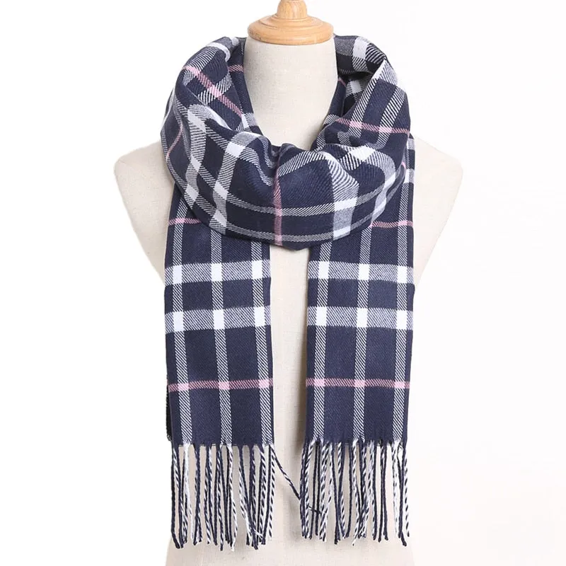 [VIANOSI] 2019 Plaid Winter Scarf Women Warm Foulard Solid Scarves Fashion Casual Scarfs Cashmere Bufandas Hombre