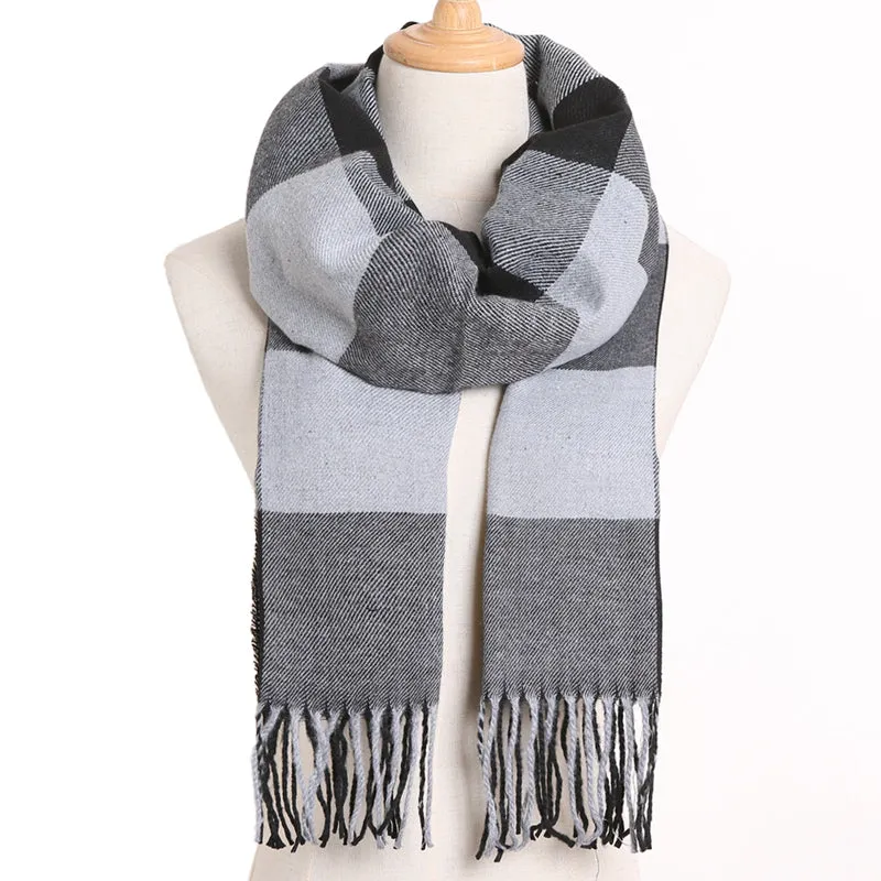 [VIANOSI] 2019 Plaid Winter Scarf Women Warm Foulard Solid Scarves Fashion Casual Scarfs Cashmere Bufandas Hombre