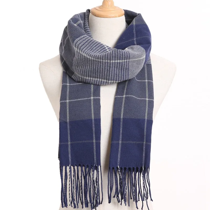 [VIANOSI] 2019 Plaid Winter Scarf Women Warm Foulard Solid Scarves Fashion Casual Scarfs Cashmere Bufandas Hombre