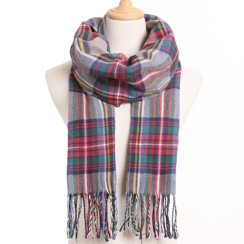 [VIANOSI] 2019 Plaid Winter Scarf Women Warm Foulard Solid Scarves Fashion Casual Scarfs Cashmere Bufandas Hombre