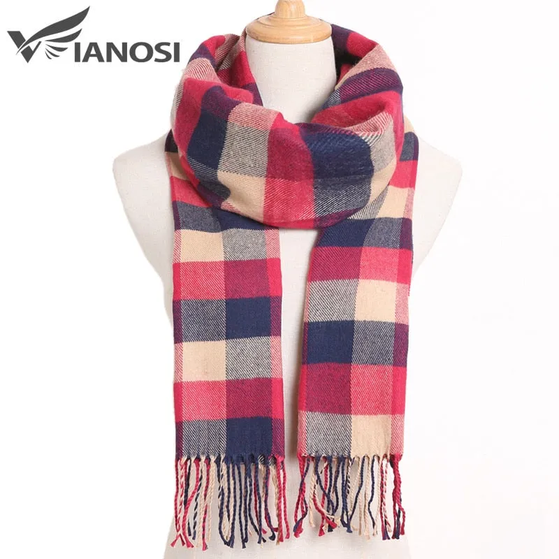 [VIANOSI] 2019 Plaid Winter Scarf Women Warm Foulard Solid Scarves Fashion Casual Scarfs Cashmere Bufandas Hombre