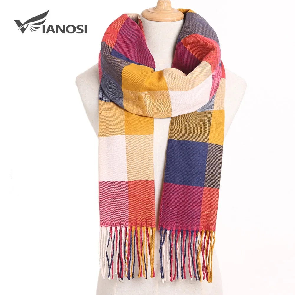 [VIANOSI] 2019 Plaid Winter Scarf Women Warm Foulard Solid Scarves Fashion Casual Scarfs Cashmere Bufandas Hombre