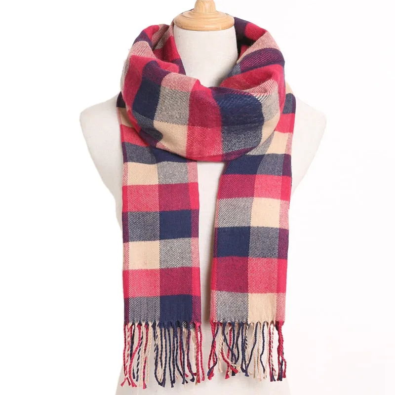 [VIANOSI] 2019 Plaid Winter Scarf Women Warm Foulard Solid Scarves Fashion Casual Scarfs Cashmere Bufandas Hombre