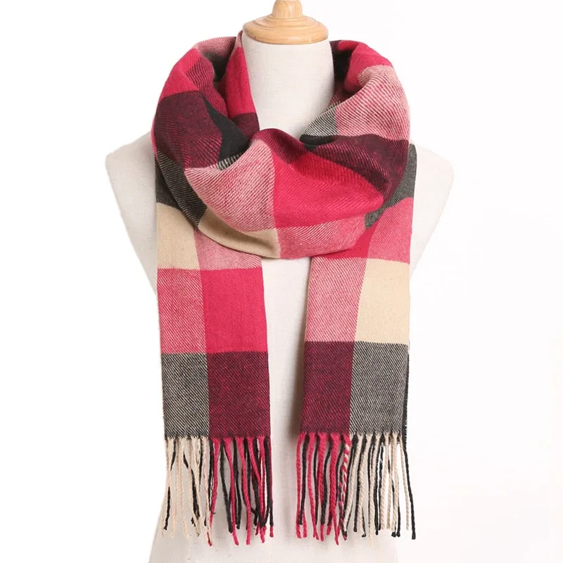 [VIANOSI] 2019 Plaid Winter Scarf Women Warm Foulard Solid Scarves Fashion Casual Scarfs Cashmere Bufandas Hombre