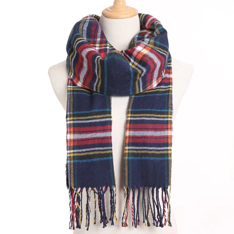 [VIANOSI] 2019 Plaid Winter Scarf Women Warm Foulard Solid Scarves Fashion Casual Scarfs Cashmere Bufandas Hombre