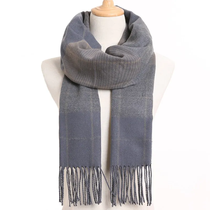 [VIANOSI] 2019 Plaid Winter Scarf Women Warm Foulard Solid Scarves Fashion Casual Scarfs Cashmere Bufandas Hombre