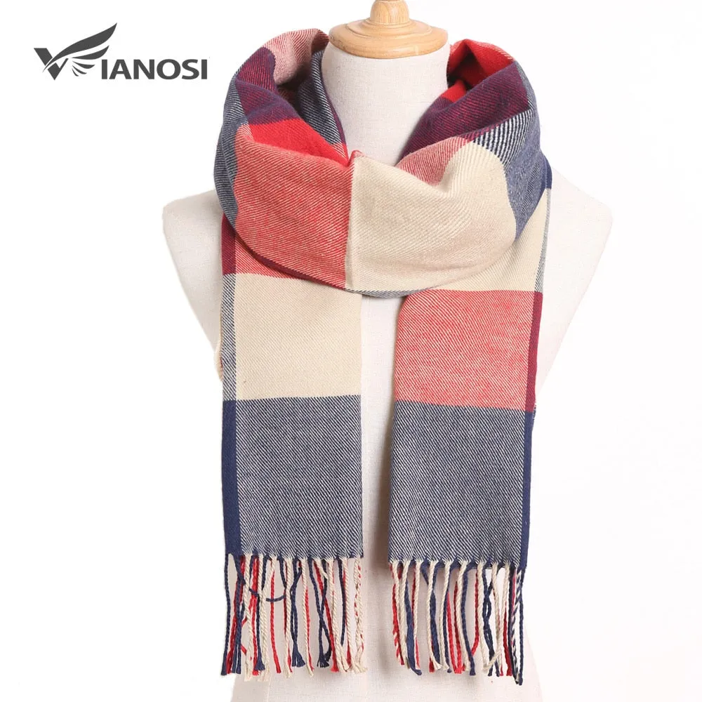 [VIANOSI] 2019 Plaid Winter Scarf Women Warm Foulard Solid Scarves Fashion Casual Scarfs Cashmere Bufandas Hombre