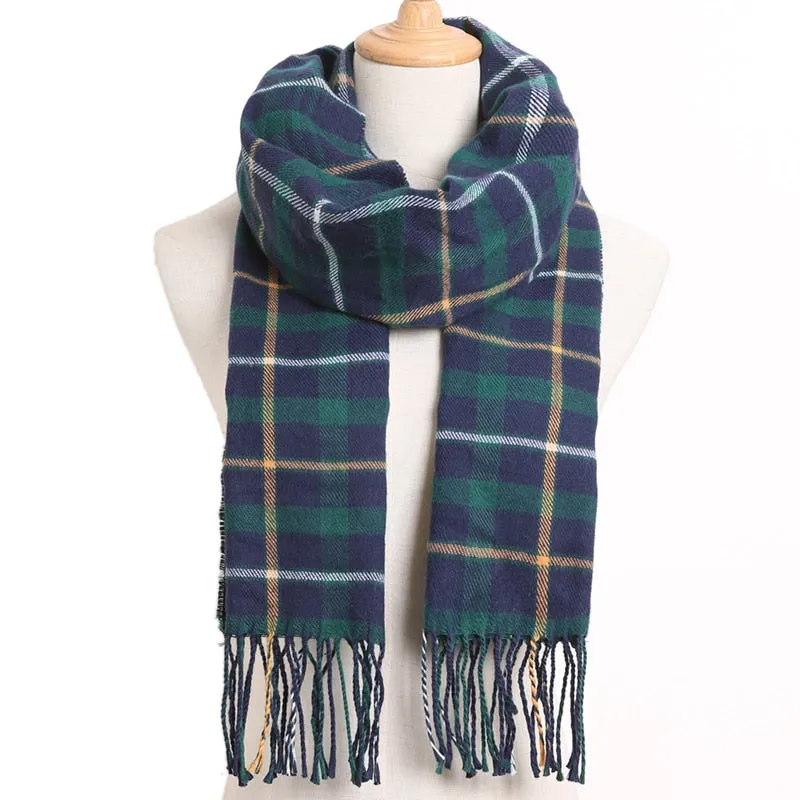 [VIANOSI] 2019 Plaid Winter Scarf Women Warm Foulard Solid Scarves Fashion Casual Scarfs Cashmere Bufandas Hombre