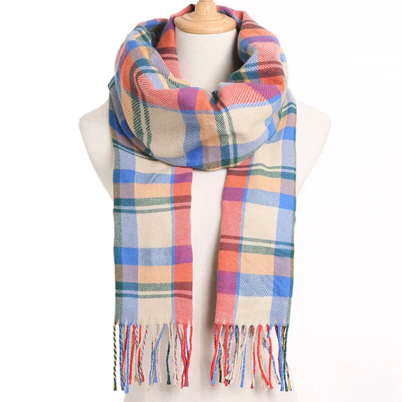 [VIANOSI] 2019 Plaid Winter Scarf Women Warm Foulard Solid Scarves Fashion Casual Scarfs Cashmere Bufandas Hombre