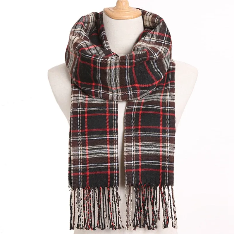 [VIANOSI] 2019 Plaid Winter Scarf Women Warm Foulard Solid Scarves Fashion Casual Scarfs Cashmere Bufandas Hombre