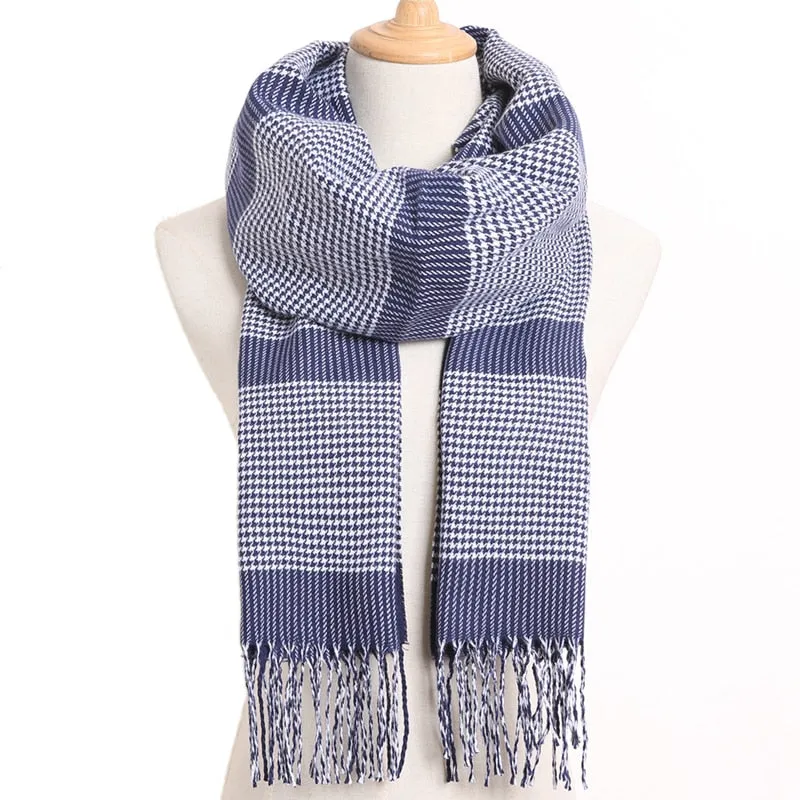 [VIANOSI] 2019 Plaid Winter Scarf Women Warm Foulard Solid Scarves Fashion Casual Scarfs Cashmere Bufandas Hombre