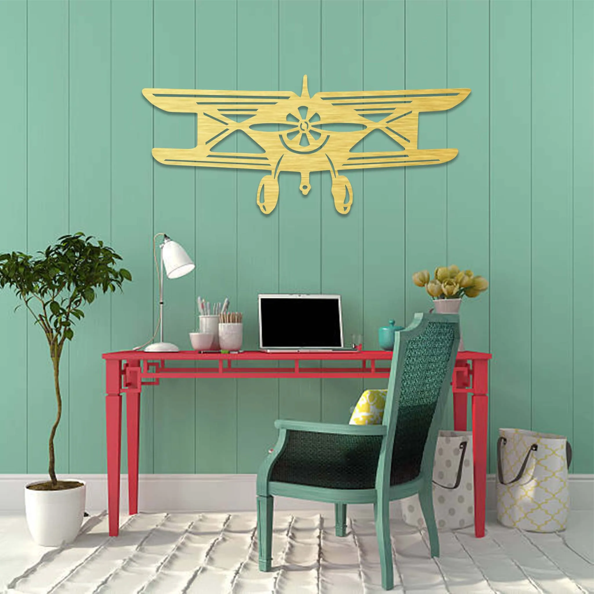 Vintage Airplane - Metal Wall Art