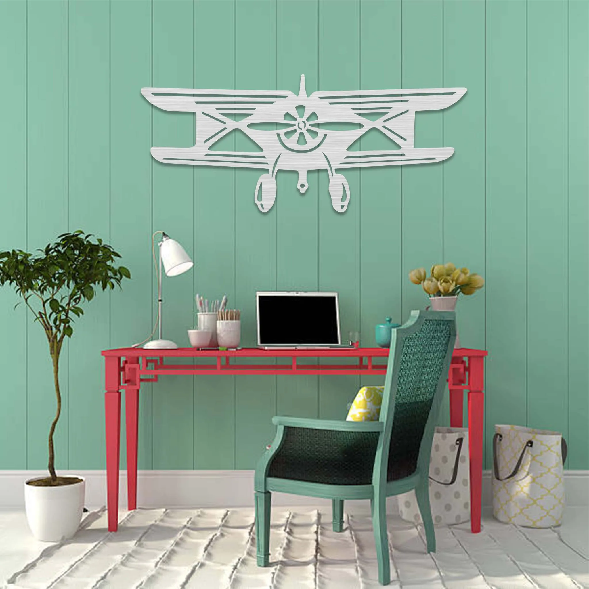 Vintage Airplane - Metal Wall Art