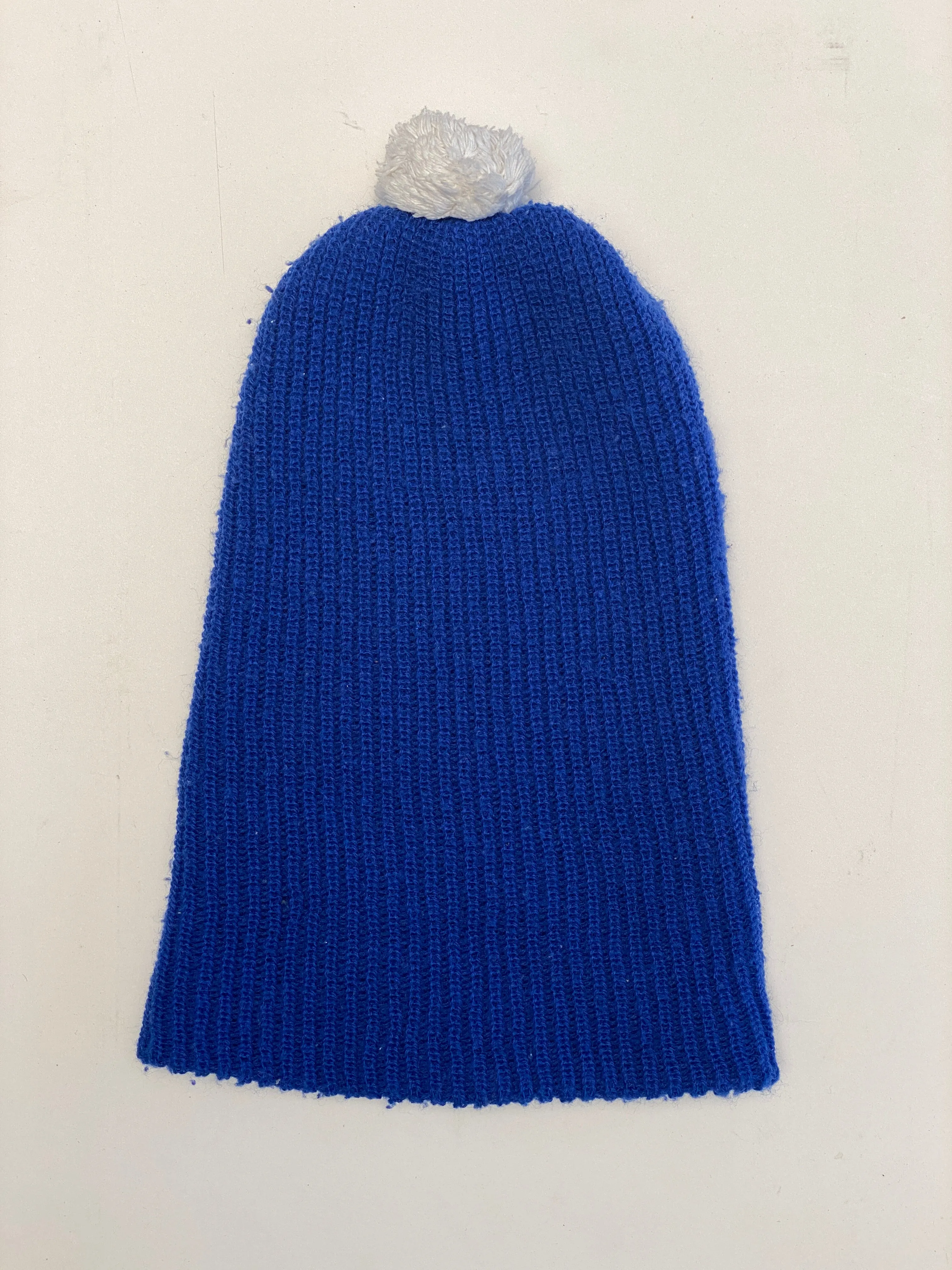 Vintage Blue & White Knit Winter Ski Hat Beanie