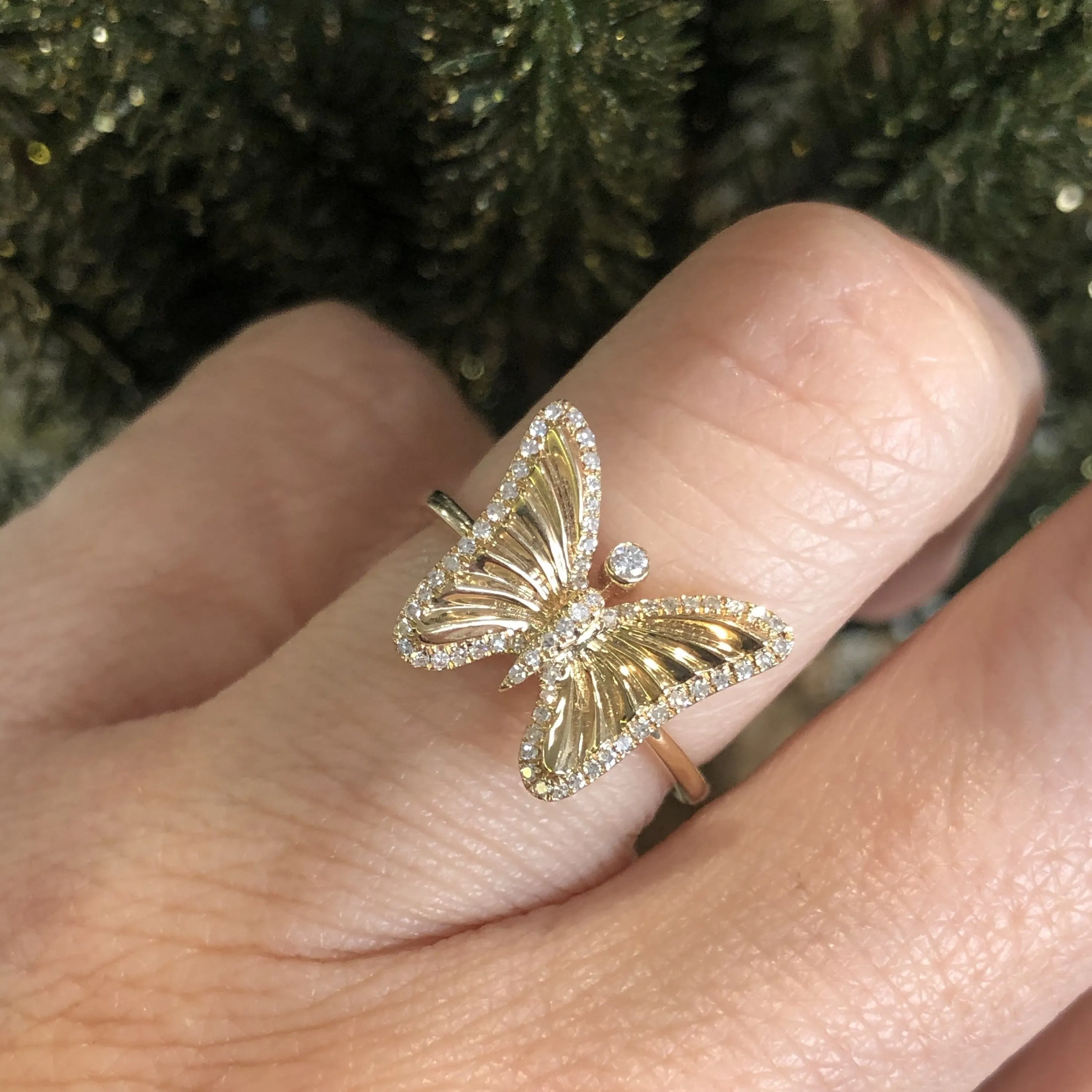 Yellow Gold and Diamond Butterfly Ring